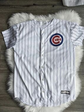 MLB Genuine Merchandise Chicago Cubs Rizzo #44 Jersey Kids Pinstripe Jersey